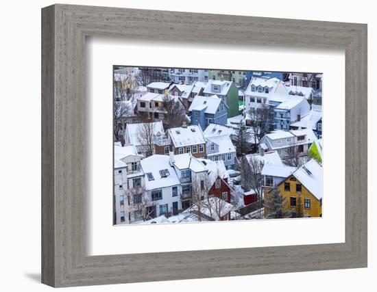 Iceland, Reykjavik. Reykjavik, Capital City of Iceland, Frozen by Winter.-Katie Garrod-Framed Photographic Print