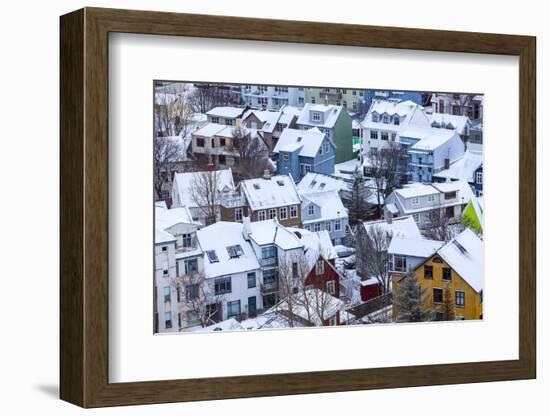 Iceland, Reykjavik. Reykjavik, Capital City of Iceland, Frozen by Winter.-Katie Garrod-Framed Photographic Print