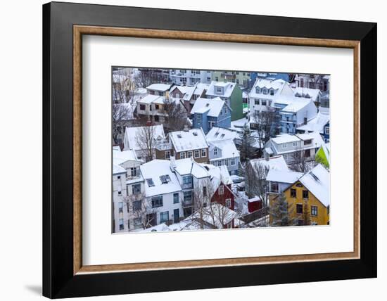 Iceland, Reykjavik. Reykjavik, Capital City of Iceland, Frozen by Winter.-Katie Garrod-Framed Photographic Print