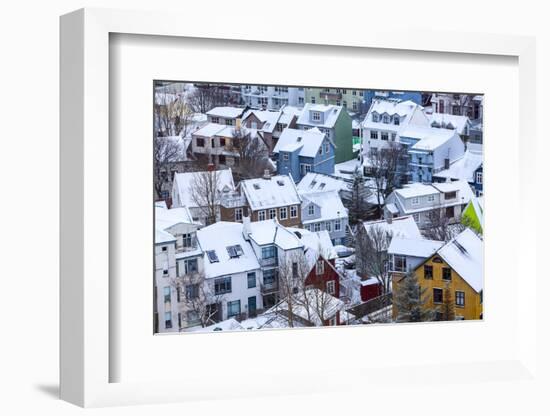 Iceland, Reykjavik. Reykjavik, Capital City of Iceland, Frozen by Winter.-Katie Garrod-Framed Photographic Print