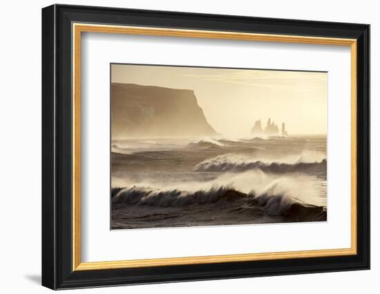 Iceland, Reynisfjara. Waves Breaking on Reynisfjara Beach-Katie Garrod-Framed Photographic Print