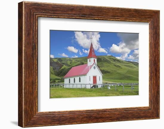 Iceland. Reyniskirkja Church Near Black Beach , 1929 an Old Wooden Church Religion-Bill Bachmann-Framed Photographic Print