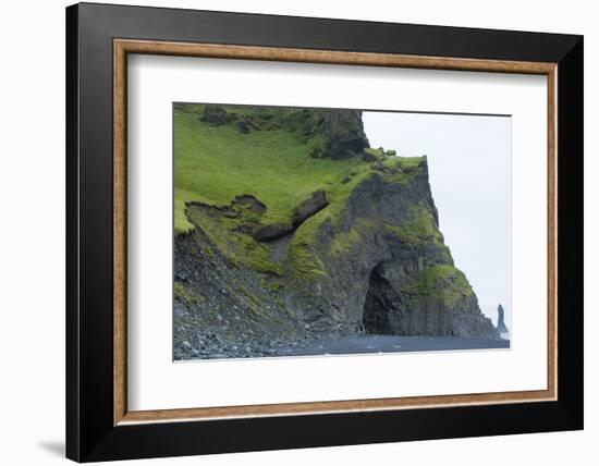 Iceland. Reyniskirkja Cliffs and Rocks of the Black Beach in South Iceland-Bill Bachmann-Framed Photographic Print