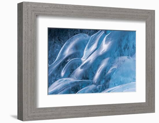 Iceland, Skaftafell National Park, Blue details of Vatnajokull Ice Caves.-Ellen Goff-Framed Photographic Print