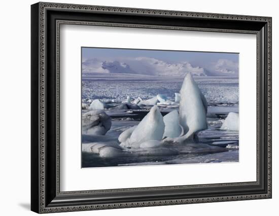 Iceland, Skaftafell National Park, Jokulsarlon lagoon. Ice from Vatnajokull Glacier on a lagoon.-Ellen Goff-Framed Photographic Print