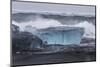 Iceland, Skaftafell National Park, Surf hits glacial ice on a black sand beach.-Ellen Goff-Mounted Photographic Print