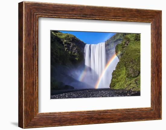 Iceland, Skogafoss. Waterfall and Rainbow-Jaynes Gallery-Framed Photographic Print
