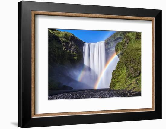 Iceland, Skogafoss. Waterfall and Rainbow-Jaynes Gallery-Framed Photographic Print