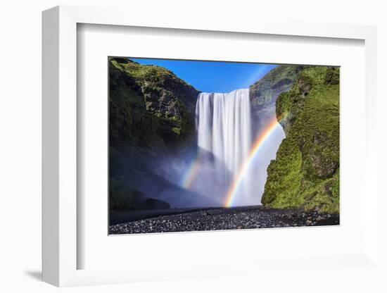 Iceland, Skogafoss. Waterfall and Rainbow-Jaynes Gallery-Framed Photographic Print