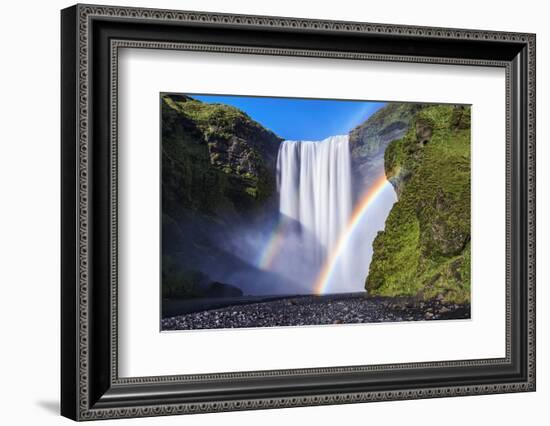 Iceland, Skogafoss. Waterfall and Rainbow-Jaynes Gallery-Framed Photographic Print