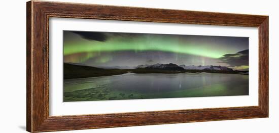 Iceland, South Iceland , Aurora Borealis in Jokulsarlon Lagoon-Alessandro Carboni-Framed Photographic Print