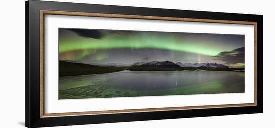 Iceland, South Iceland , Aurora Borealis in Jokulsarlon Lagoon-Alessandro Carboni-Framed Photographic Print