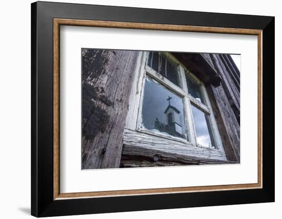 Iceland, Southern Land, Church Reflected in a House Window-Gavriel Jecan-Framed Photographic Print