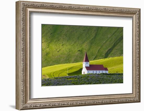 Iceland. Vik I Myrdal. Church on the Hill-Inger Hogstrom-Framed Photographic Print