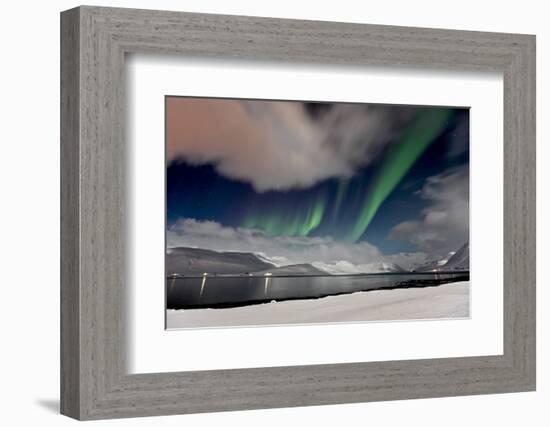 Iceland, West Fjords, Aurora Borealis, Aurora Borealis About the Dyrafjördur Close Pingeyri-Bernd Rommelt-Framed Photographic Print