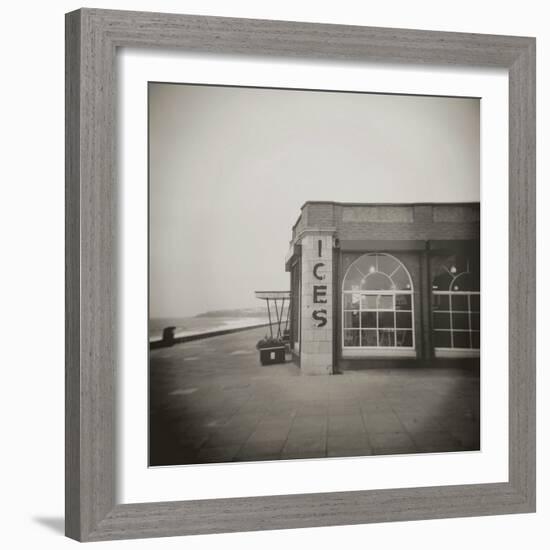 Ices Sign on Side of Old Rendezvous Cafe on Dull Winter's Day, Whitley Bay, Tyne and Wear, England-Lee Frost-Framed Photographic Print