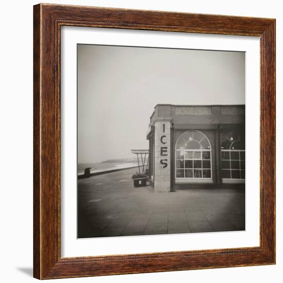Ices Sign on Side of Old Rendezvous Cafe on Dull Winter's Day, Whitley Bay, Tyne and Wear, England-Lee Frost-Framed Photographic Print