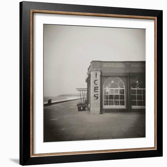 Ices Sign on Side of Old Rendezvous Cafe on Dull Winter's Day, Whitley Bay, Tyne and Wear, England-Lee Frost-Framed Photographic Print