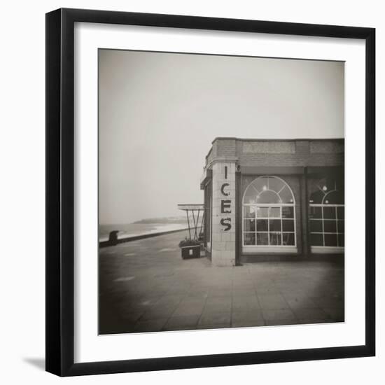 Ices Sign on Side of Old Rendezvous Cafe on Dull Winter's Day, Whitley Bay, Tyne and Wear, England-Lee Frost-Framed Photographic Print