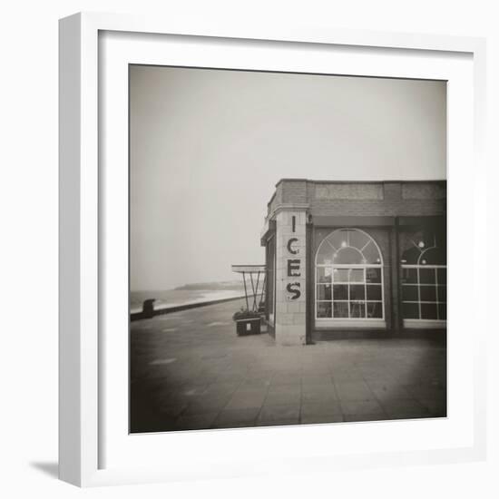 Ices Sign on Side of Old Rendezvous Cafe on Dull Winter's Day, Whitley Bay, Tyne and Wear, England-Lee Frost-Framed Photographic Print