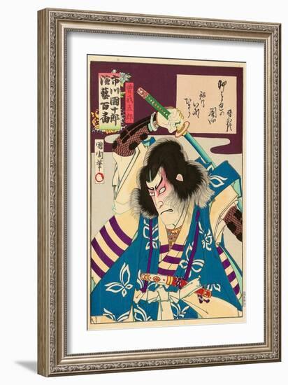 Ichikawa Danjuro Engei Hyakuban - Oboshi Yuranosuke-Kunichika toyohara-Framed Giclee Print