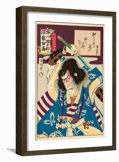 Ichikawa Danjuro Engei Hyakuban - Oboshi Yuranosuke-Kunichika toyohara-Framed Giclee Print