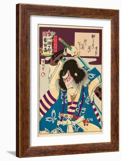 Ichikawa Danjuro Engei Hyakuban - Oboshi Yuranosuke-Kunichika toyohara-Framed Giclee Print