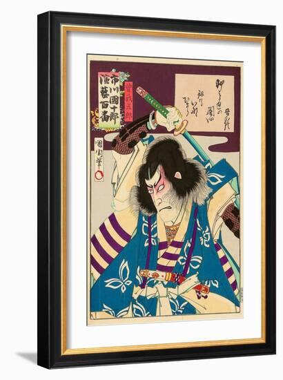 Ichikawa Danjuro Engei Hyakuban - Oboshi Yuranosuke-Kunichika toyohara-Framed Giclee Print