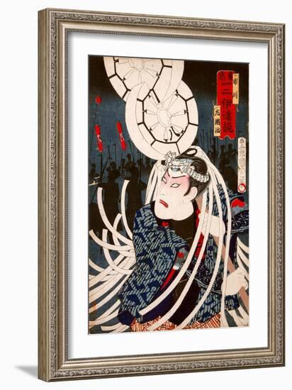 Ichikawa Danjuro Engei Hyakuban - Priest Mongaku-Kunichika toyohara-Framed Giclee Print