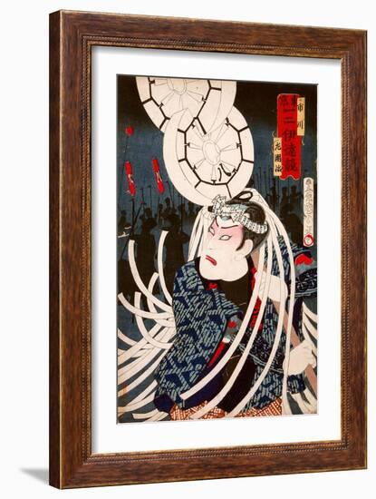 Ichikawa Danjuro Engei Hyakuban - Priest Mongaku-Kunichika toyohara-Framed Giclee Print