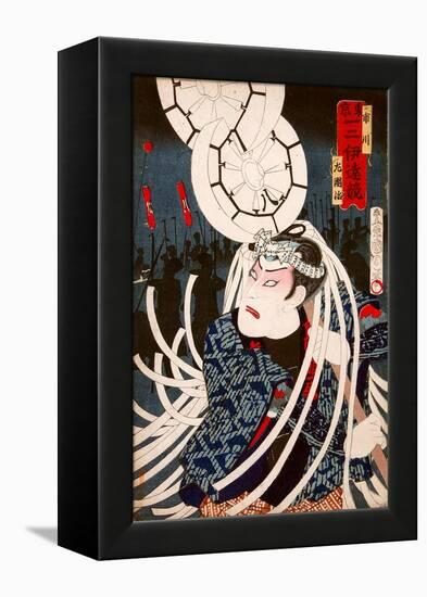 Ichikawa Danjuro Engei Hyakuban - Priest Mongaku-Kunichika toyohara-Framed Premier Image Canvas
