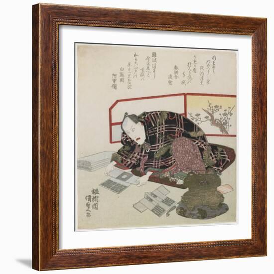 Ichikawa Danjuro VII Preparing New Year's Gifts, 1829-1830-Utagawa Kunisada-Framed Giclee Print