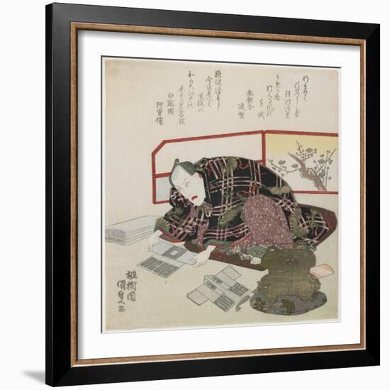 Ichikawa Danjuro VII Preparing New Year's Gifts, 1829-1830-Utagawa Kunisada-Framed Giclee Print