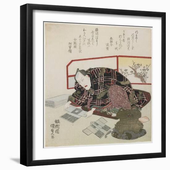 Ichikawa Danjuro VII Preparing New Year's Gifts, 1829-1830-Utagawa Kunisada-Framed Giclee Print