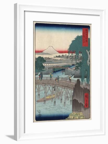 Ichikobu Bridge, 1858-Utagawa Hiroshige-Framed Giclee Print