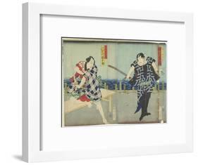 Ichimura Kakitsu I as Chokichi, Kawarasaki Gonjuro I as a Gallant, January 1866-Toyohara Kunichika-Framed Giclee Print