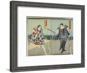 Ichimura Kakitsu I as Chokichi, Kawarasaki Gonjuro I as a Gallant, January 1866-Toyohara Kunichika-Framed Giclee Print