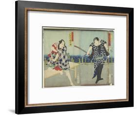 Ichimura Kakitsu I as Chokichi, Kawarasaki Gonjuro I as a Gallant, January 1866-Toyohara Kunichika-Framed Giclee Print