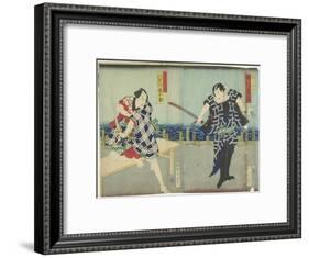 Ichimura Kakitsu I as Chokichi, Kawarasaki Gonjuro I as a Gallant, January 1866-Toyohara Kunichika-Framed Giclee Print