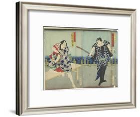 Ichimura Kakitsu I as Chokichi, Kawarasaki Gonjuro I as a Gallant, January 1866-Toyohara Kunichika-Framed Giclee Print