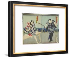 Ichimura Kakitsu I as Chokichi, Kawarasaki Gonjuro I as a Gallant, January 1866-Toyohara Kunichika-Framed Giclee Print