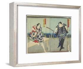 Ichimura Kakitsu I as Chokichi, Kawarasaki Gonjuro I as a Gallant, January 1866-Toyohara Kunichika-Framed Giclee Print