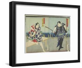 Ichimura Kakitsu I as Chokichi, Kawarasaki Gonjuro I as a Gallant, January 1866-Toyohara Kunichika-Framed Giclee Print