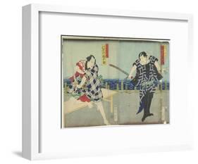 Ichimura Kakitsu I as Chokichi, Kawarasaki Gonjuro I as a Gallant, January 1866-Toyohara Kunichika-Framed Giclee Print