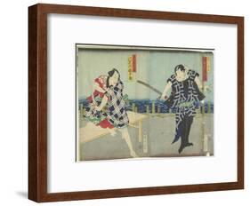 Ichimura Kakitsu I as Chokichi, Kawarasaki Gonjuro I as a Gallant, January 1866-Toyohara Kunichika-Framed Giclee Print