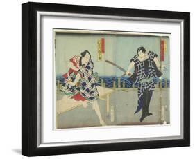 Ichimura Kakitsu I as Chokichi, Kawarasaki Gonjuro I as a Gallant, January 1866-Toyohara Kunichika-Framed Giclee Print