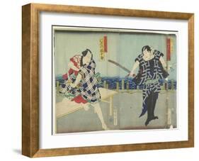 Ichimura Kakitsu I as Chokichi, Kawarasaki Gonjuro I as a Gallant, January 1866-Toyohara Kunichika-Framed Giclee Print