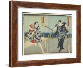 Ichimura Kakitsu I as Chokichi, Kawarasaki Gonjuro I as a Gallant, January 1866-Toyohara Kunichika-Framed Giclee Print