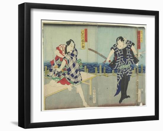 Ichimura Kakitsu I as Chokichi, Kawarasaki Gonjuro I as a Gallant, January 1866-Toyohara Kunichika-Framed Giclee Print