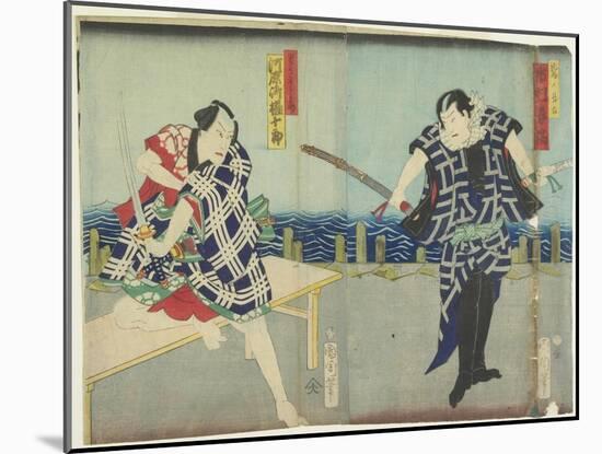 Ichimura Kakitsu I as Chokichi, Kawarasaki Gonjuro I as a Gallant, January 1866-Toyohara Kunichika-Mounted Giclee Print